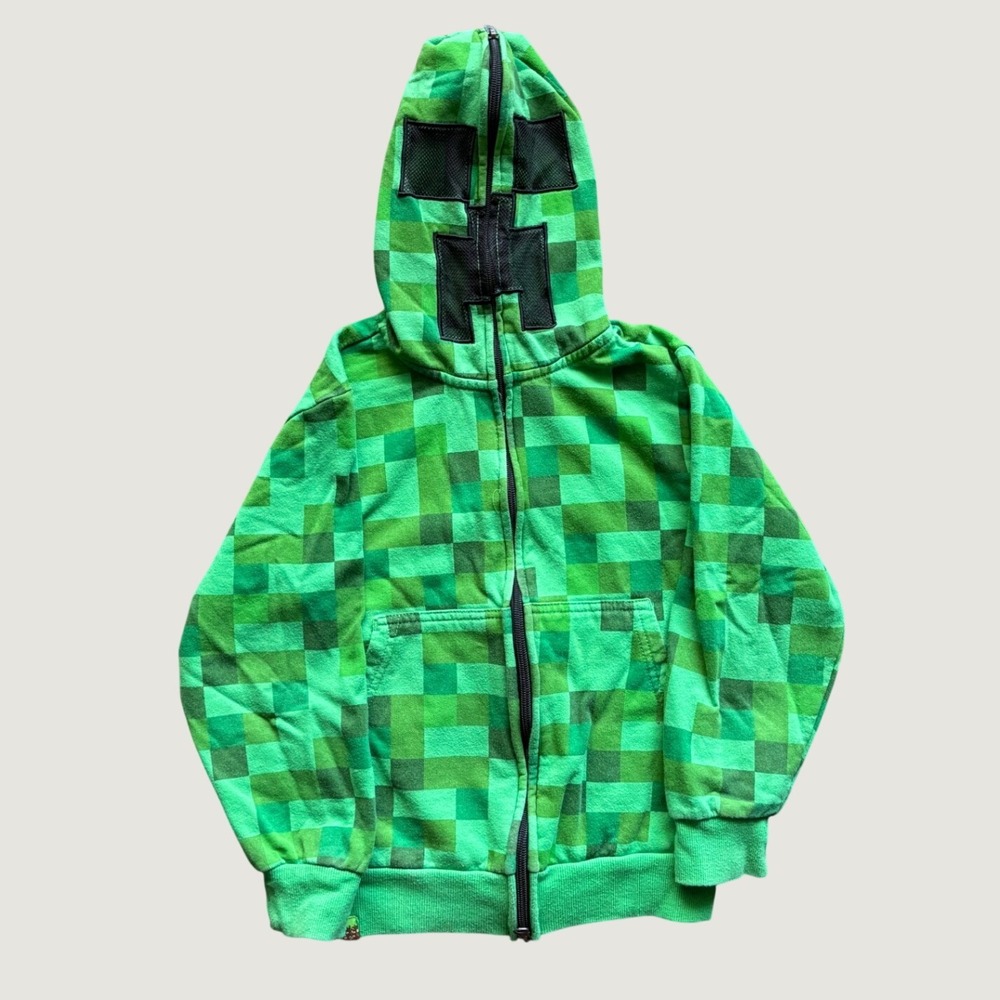 Vintage Y2K Creeper Minecraft Full Zip Hoodie Mad Engine XS